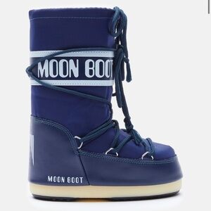 Moon Boot Icon Junior Kids Blue Nylon Boots Us 11.5 EU 30 New